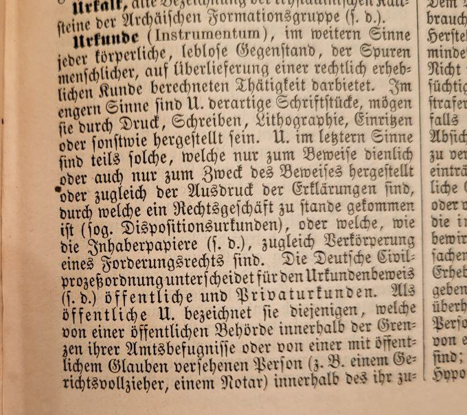 Urkunde im Brockhaus